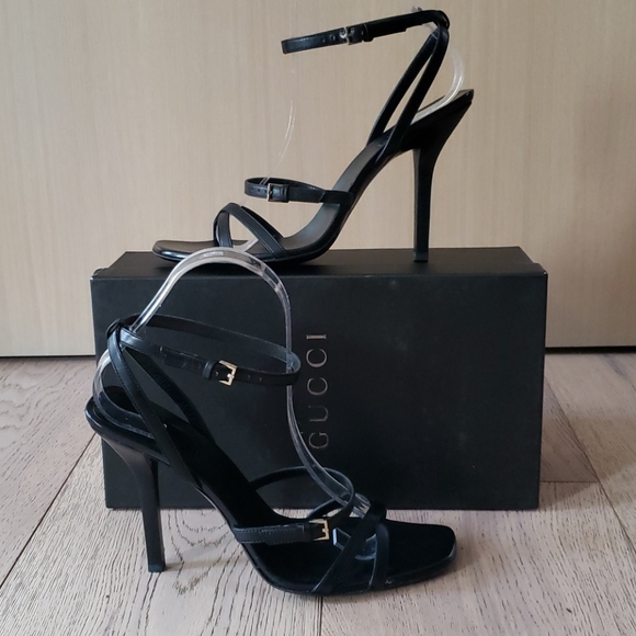 Gucci Shoes - Gucci GG Leather Heels Strappy Sandals